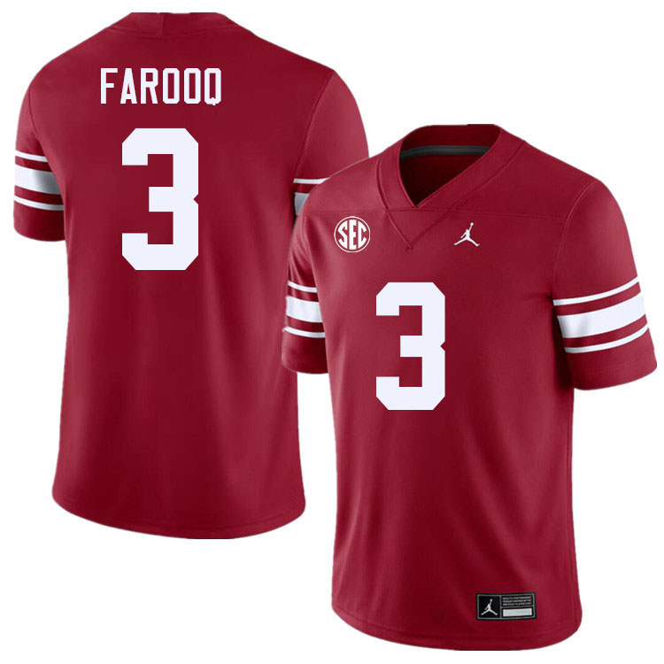 #3 Jalil Farooq Oklahoma Sooners 2024 SEC Conference College Football Jerseys-Throwback